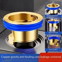 Nouveau siphon de sol universel moderne en laiton avec filtre anti-insectes et anti-odeurs, et dispositif anti-refoulement pour tuyaux d'évacuation.