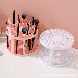 Support rotatif pour maquillage en plastique à 2 niveaux, organiseur de bureau pour le rangement des pinceaux et stylos cosmétiques - Product Image 4