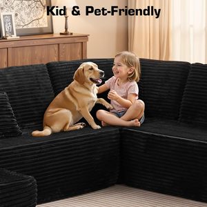 โซฟาผ้ากำมะหยี่รูปตัวยู 133 นิ้ว สีดำ รุ่น Cloud Couch Sectional ของ US in Stock - Product Image 3