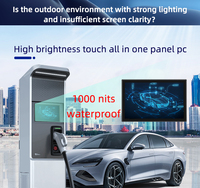 Moniteur tactile lisible en plein soleil 21,5 pouces, 1000 nits, pour montage mural extérieur avec Android 11, Windows 10, 256 Go