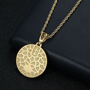 yunnique Stainless Steel Rhinestone Jesus Shepherd Pendant Necklace Round Pave Setting Unisex Gift Fashion Jewelry - Product Image 4