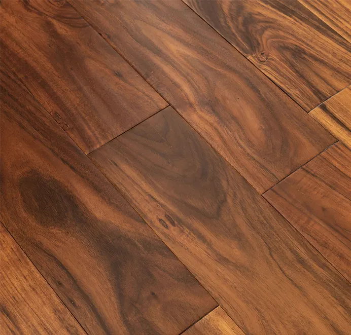 Plancher en bois massif imperméable et lisse de couleur moderne, noyer asiatique de haute qualité