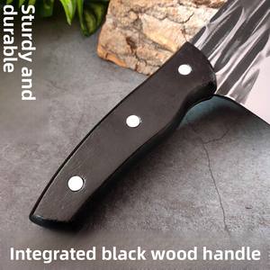 มีดเชฟลายค้อนตีเ<span class=keywords><strong>ห</strong></span>ล็กสำหรับหั่นเนื้อ<span class=keywords><strong>ห</strong></span>มู ใช้ในครัว พร้อมด้ามไม้ เหล็กคม - Product Image 2