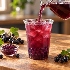Taiwan Blackcurrant Oolong Tea <b>Popping</b> <b>Boba</b> Drink 335ml Cup Wholesale Custom for Bubble Tea Shop Hot Selling - Product Image 5