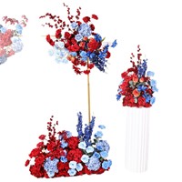 Guirlande de fleurs artificielles bleues et rouges de style coréen pour mariage, allée centrale, toile de fond et décoration de table de fiançailles