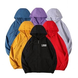 Autumn Men's Zipper <b>Hoodie</b> Soft Cotton Comfortable Knitted Pile Fabric Solid Custom Printing Embroidered Logo <b>Thin</b> Sweatshirt - Product Image 5
