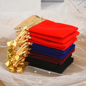Multi-colors Wedding Jewelry Pouch Gold Opening Velvet Bags Gift Pack Drawstring With Bead Velvet for Thank You - Product Image 4