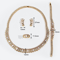 Parure Vanfi de luxe élégante en laiton plaqué or avec zircon en forme de goutte d'eau (Collier/Boucles d'oreilles/Bague/Bracelet) – Cadeau de mariage pour femme