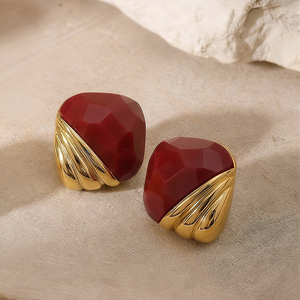 <span class=keywords><strong>Boucles</strong></span> <span class=keywords><strong>d</strong></span>'<span class=keywords><strong>oreilles</strong></span> clous géométriques carrées en résine Mchic 113, texture métallique en acier inoxydable, bijoux de mode patchwork - Product Image 5