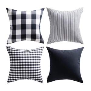 Coussin de luxe tissé lavable amovible | Coussin décoratif à rayures rectangulaires modernes avec fermeture éclair - Product Image 3