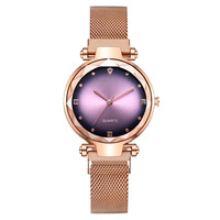 Jam Tangan Wanita Model Terbaru Terlaris, Fashionable, Ramah Lingkungan, Casing Akrilik, Quartz, Bertabur Berlian, Magnetik Tipe Lazy