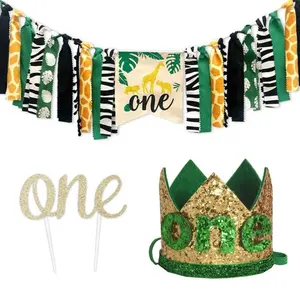 Baby 1st Birthday Decorations Wild one High Chair BannerJungle Safari Birthday Party First Birthday Safari Jungle Party Decor