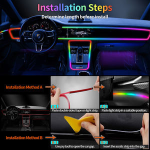 ชุดไฟตกแต่งภายในรถยนต์อัจฉริยะ RGB พร้อมรีโมทคอนโทรล ไฟหน้า USB ไฟท้าย หลายสี สำหรับตกแต่งยานพาหนะ - Product Image 4