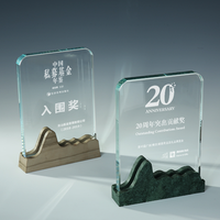 Trophée en marbre écologique, plaque de récompense en bois haut de gamme pour entreprise, plaque vierge en verre cristal
