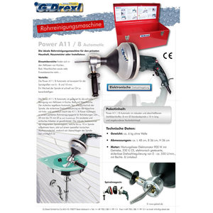 DISPOSITIVO DI PULIZIA TUBI A11/8 PROFI AUTOMATICO INCLUSA VALIGETTA, CON ALIMENTAZIONE SPIRALE DA 8MM X 10 METRI PER TUBI FINO - Product Image 2