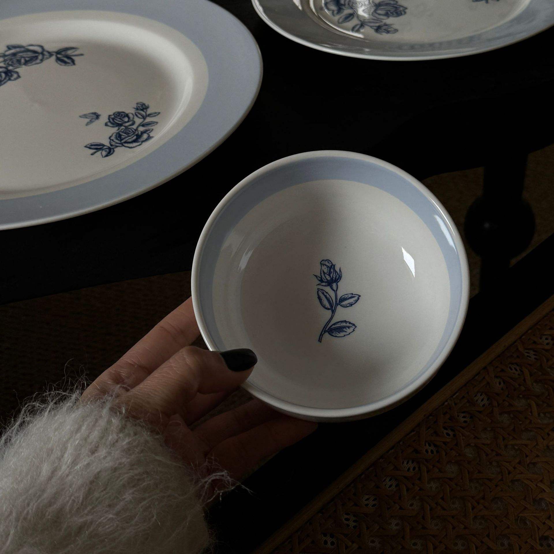 Summer milk blue flower bowl