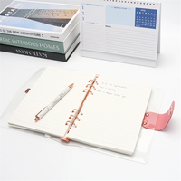 Carnet A5 en PVC transparent, 90 feuilles, rechargeable, avec couverture de classeur en PVC transparent et fermeture à loquet, pour journal à feuilles mobiles et gestion budgétaire