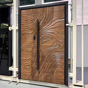 Puerta DE SEGURIDAD DE ENTRADA DE ALUMINIO tridimensional de diseño moderno Puerta de seguridad de acero con pivote de <span class=keywords><strong>metal</strong></span> Puerta de entrada delantera - Product Image 6