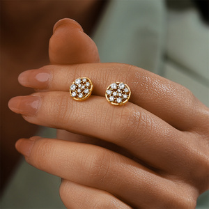 CANNER Minimalist 925 <b>Sterling</b> <b>Silver</b> <b>Stud</b> <b>Earrings</b> Multi Stone Irregular Circular Setting Zircon Round <b>Stud</b> <b>Earrings</b> for Women - Product Image 5