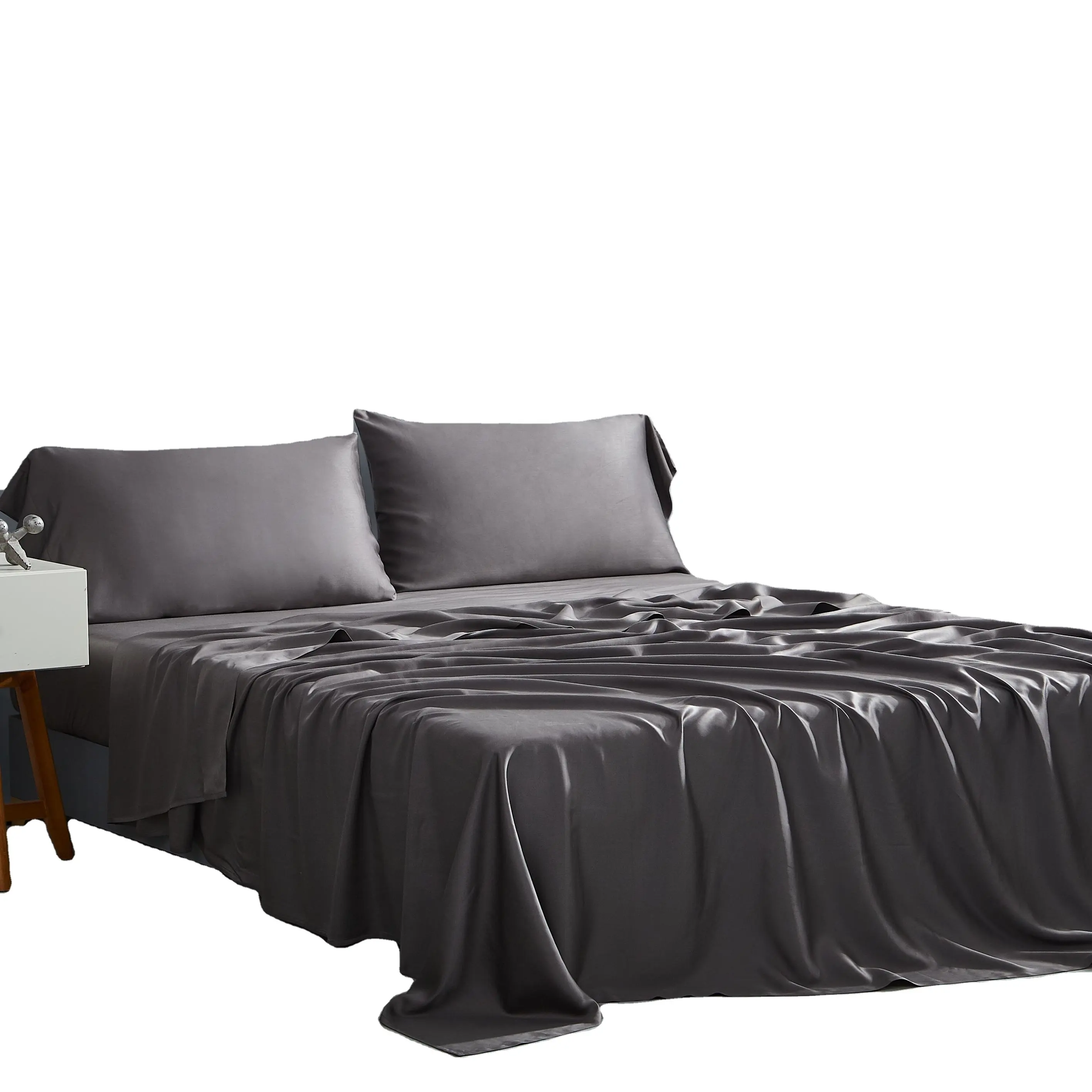 Home Textile 100% Bamboo White Bedsheet Flat Sheet fitted Bed Sheets Set Luxury 6 Pcs Sheet Set