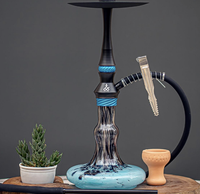 Chicha arabe avec tige conique, design à bandes colorées, vase en verre, bol en argile, plateau, pour bars lounge, vente en gros