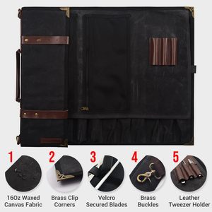 Free sample Canvas Chef Knife <b>Roll</b> <b>Bag</b> 10 Knife Slots and a Large Zipper Pocket Durable 10oz Canvas Knife Case - Product Image 4