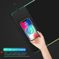 Grand tapis de souris avec charge sans fil rapide QI 10W, lumière LED, tapis de souris de jeu en caoutchouc, tapis de souris de jeu professionnel RGB