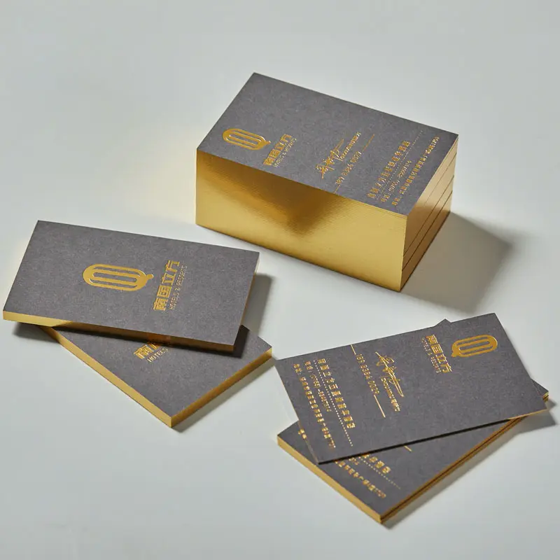 Custom Visiting Card Luxury Black Embossed Business Card Printing With Gold Foil Stamping