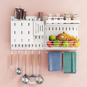 Yerden tasarruf sağlayan Metal paslanmaz çelik duvara monte bulaşık baharat rafı Pegboard depolama tutucu mutfak yüzen raflar raf - Product Image 2