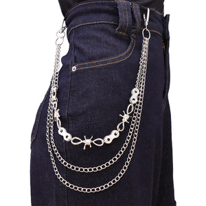 โซ่คาดเอวหลายชั้น โซ่โลหะสำหรับกางเกงยีนส์ สไตล์ฮิปฮอป อุปกรณ์เสริมโลหะผสมสังกะสีสำหรับทุกเพศ - Product Image 1