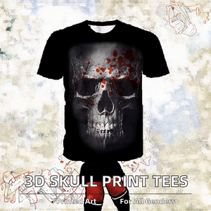 T-Shirt Unisex Personalizzata con Stampa Digitale 3D Motivo Teschio Manica Corta <span class=keywords><strong>Abbigliamento</strong></span> Casual in Maglia per Uomo e Donna - Product Image 2