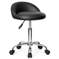 Tabouret de bar JOHOOFURNITURE en cuir PU noir, siège rond ergonomique et réglable, vente en gros, tabouret de bar pour comptoir de cuisine