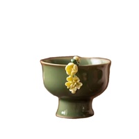 L buatan tangan Retro keramik Master Cup tunggal Teacup cubit bunga didedikasikan Kung Fu teh Set termasuk mangkuk