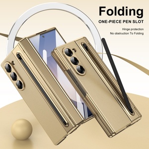 Étui de téléphone portable en cuir électroplaqué de luxe pour Samsung <span class=keywords><strong>Z</strong></span> Fold 3 <span class=keywords><strong>4</strong></span> 5 6 W25 avec stylet intégré et film de protection en verre - Product Image 2