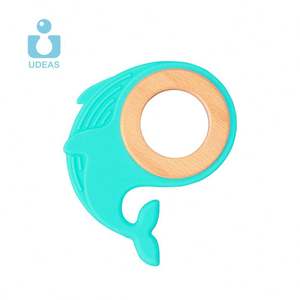 UDEAS Nouveaux jouets de <span class=keywords><strong>dentition</strong></span> en bois pour enfants, <span class=keywords><strong>anneau</strong></span> de <span class=keywords><strong>dentition</strong></span> en <span class=keywords><strong>silicone</strong></span> sans danger pour les animaux de qualité alimentaire - Product Image 4