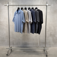 Polo Homme OEM Streetwear Vintage Délavé Coupe Ample - Tissu Gaufré Respirant à Manches Courtes pour Tenue Décontractée d'Été