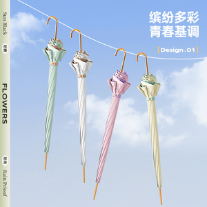 ร่มลายดอกไม้ 8 ซี่โครง โลหะผสม กางมือ ป้องกันแดดฝน ดีไซน์น่ารัก - Product Image 1