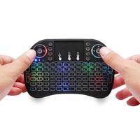 I8 7 Renkli RGB Arkadan Aydınlatmalı 2.4GHz Kablosuz Mini Klavye, Dokunmatik Yüzey ve Mouse ile 92 Tuşlu USB Type-C 10m'ye Kadar Android TV Box/Tablet için