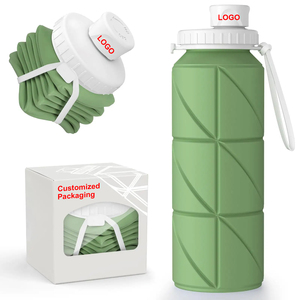 ขวดน้ำเด็กพับได้ ป้องกันการรั่วซึม ปลอดสาร BPA ขวดน้ำซิลิโคนพับได้สำหรับออกกำลังกาย วิ่ง และเล่นกีฬา - Product Image 1