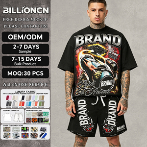 Short <b>Sets</b> T-shirt and Shorts Custom Tracksuit Streetwear Gym Fitness Men <b>Sets</b> Sun Faded Short <b>Sets</b> Acid Wash Summer for Men - Product Image 1