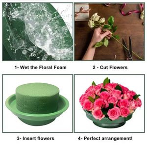 Espuma Floral Cilíndrica de Plástico con Envase en Forma de Cuenco, 10 cm de Diámetro, para Arreglos Florales de Escritorio, Material Absorbente de Agua para Manualidades - Product Image 3