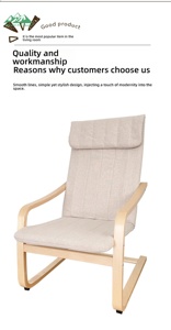 Wayon Modern Wooden Living Room <strong>Chair</strong> with Soft Blue Upholstery and Ergonomic High Backrest for Home Decor - Product Image 5