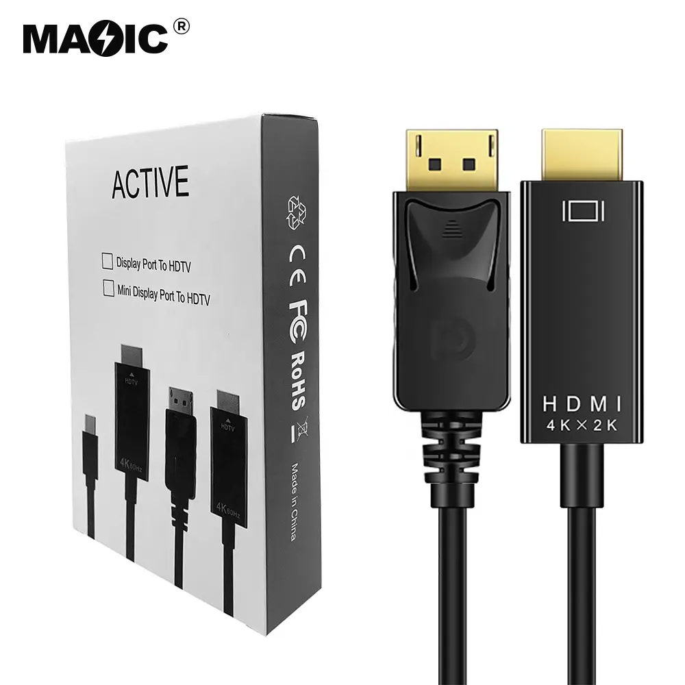 Oem Actieve 4K 60Hz Mannelijk Naar Mannelijk Dp Displayport Naar Hdmi-Kabel Audio Videokabel Voor Pc