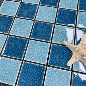 Mosaïque en céramique bleue de couleur mélangée, design économique, carrelage de piscine à vendre - Product Image 5