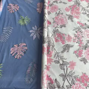 Fournisseurs d'usine tissu imprimé fleur dispersée à armure toile 100% polyester microfibre 70-140gsm drap de lit tissu textile