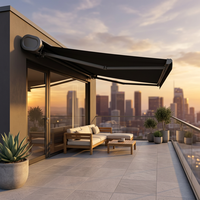 Auvent de terrasse électrique rétractable robuste avec système de cassette résistant aux intempéries pour villa, terrasse et balcon