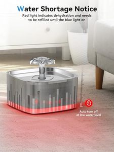 Fontaine à eau pour chat avec couvercle en acier inoxydable 75oz/2.2L Distributeur automatique d'eau pour chat Cascade avec pompe à LED intégrée Ultra silencieuse - Product Image 5