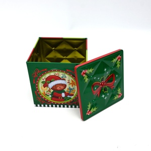 Cartoon Bear Elf Printed Eco-Friendly Recyclable Square Tinplate <b>Box</b> <b>Christmas</b> Cookie Gift Tin Containers Holiday Present Pack - Product Image 3