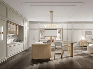 Meubles de cuisine modulaires de style européen moderne, personnalisables en couleur, pour villa, avec comptoir en marbre et robinet, best-sellers - Product Image 2