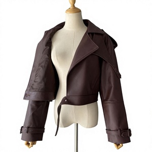 Natural <b>Sheepskin</b> Bomber Coat Cool Girls Slim Breathable Thick Single Button Luxury Women Lapel Batwing Sleeves <b>Jacket</b> - Product Image 3